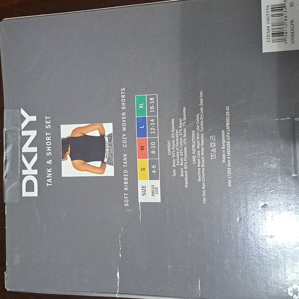 DKNY Black and White Tank & Boxer Set. Size XL NEW. - Picture 2 of 3